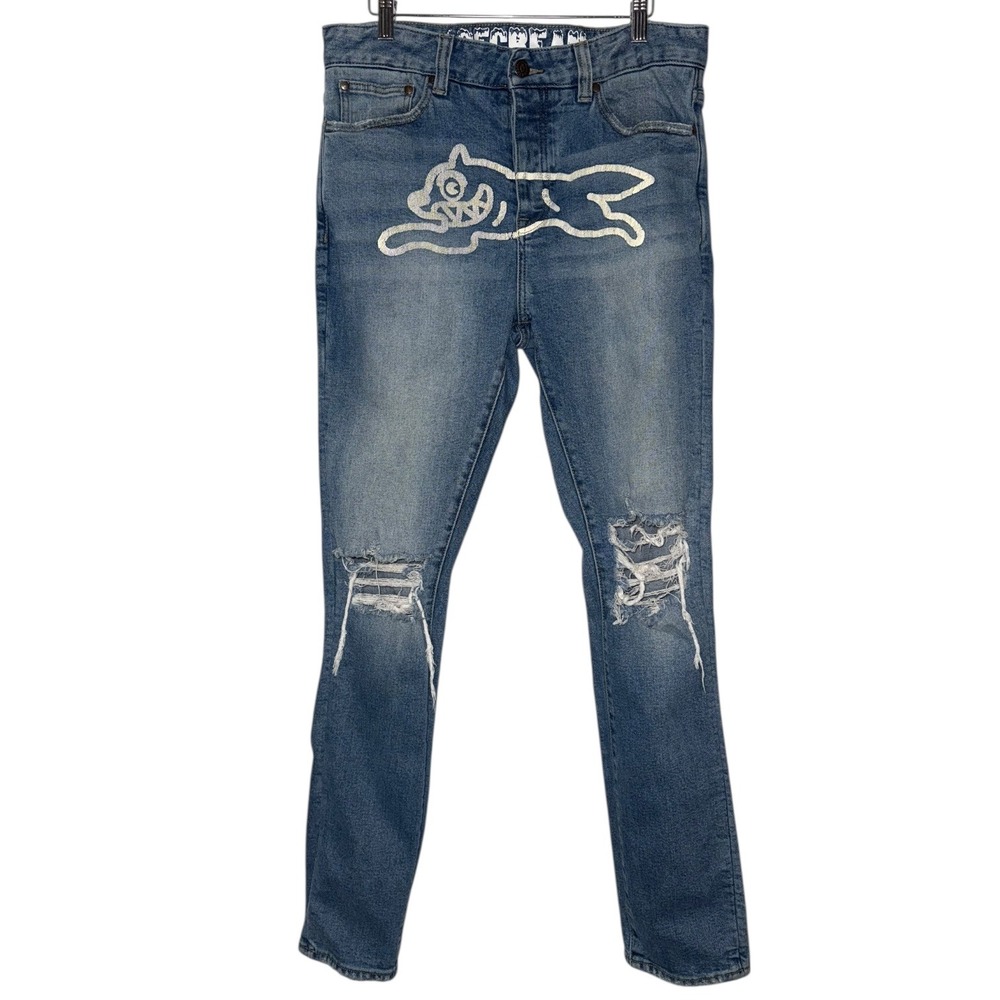 VTG Billionaire Boys Club Ice‎ Cream Jeans size 32 Light Wash Distressed knees